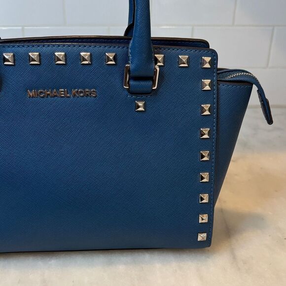 Michael Kors Selma Studded Saffiano Leather Satchel - Picture 3 of 16